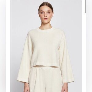 Stateside Jasper Knit‎ Cord Flare Sleeve Top Cream Ribbed Size Small